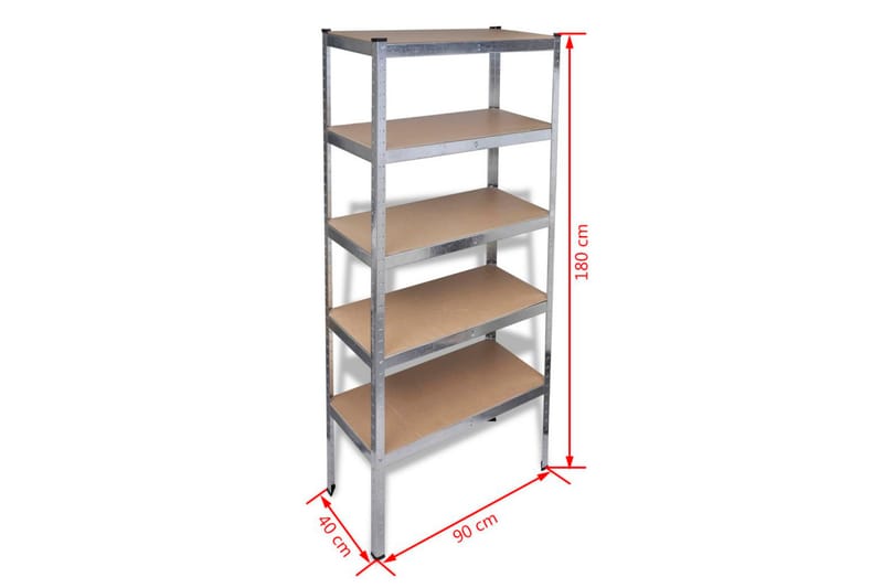 Hylde Opbevaring 90X40X180 Cm 5-Pack - Brun - Opbevaring - Hylder & Reoler - Bogreol