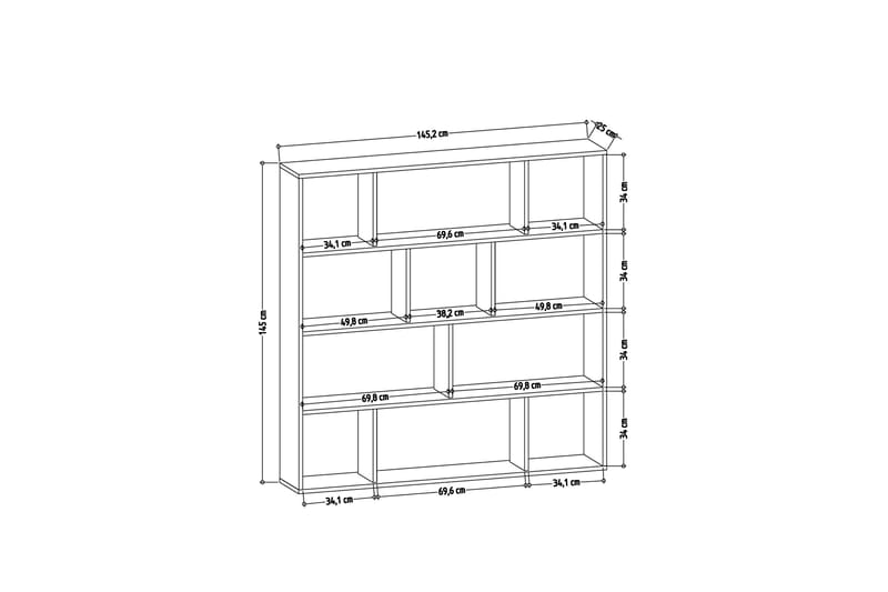 Jasenica Bogreol 145x25 cm - Hvid/Antracit - Opbevaring - Hylder & Reoler - Bogreol