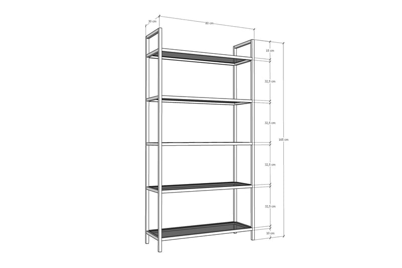 Jorrel Reol 165x80 cm - Sort - Opbevaring - Hylder & Reoler - Bogreol