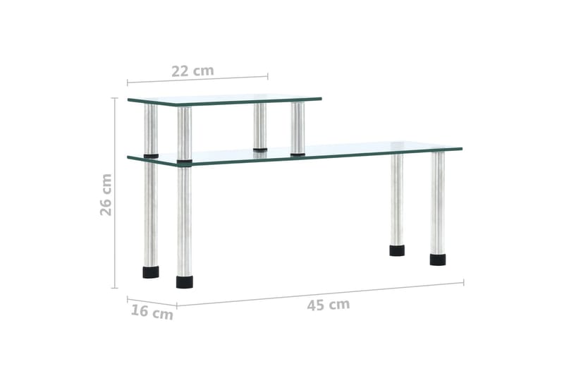 køkkenreol 45x16x26 cm hærdet glas transparent - gennemsigtig - Opbevaring - Hylder & Reoler - Bogreol