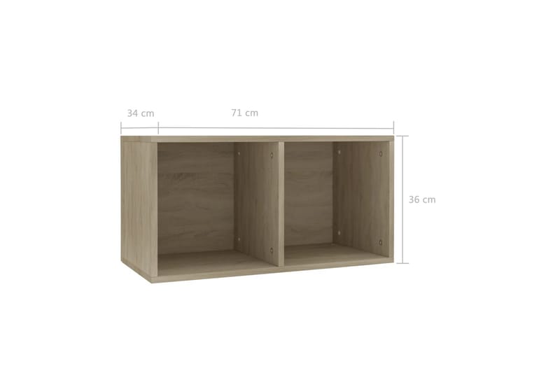 LP-opbevaringsboks 71 x 34 x 36 cm spånplade sonoma-eg - Opbevaring - Hylder & Reoler - Bogreol