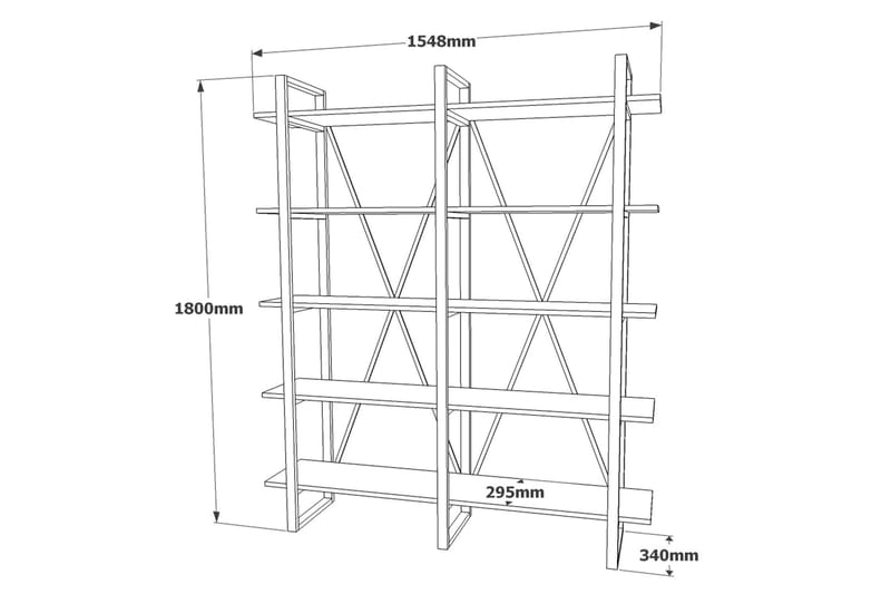 Numandro Reol 34x155 cm - Teak - Opbevaring - Hylder & Reoler - Bogreol