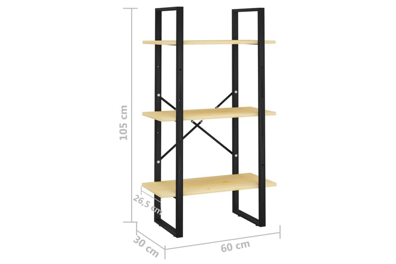 opbevaringsreol 60x30x105 cm massivt fyrretræ - Brun - Opbevaring - Hylder & Reoler - Bogreol