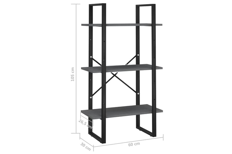 opbevaringsreol 60x30x105 cm massivt fyrretræ grå - Grå - Opbevaring - Hylder & Reoler - Bogreol