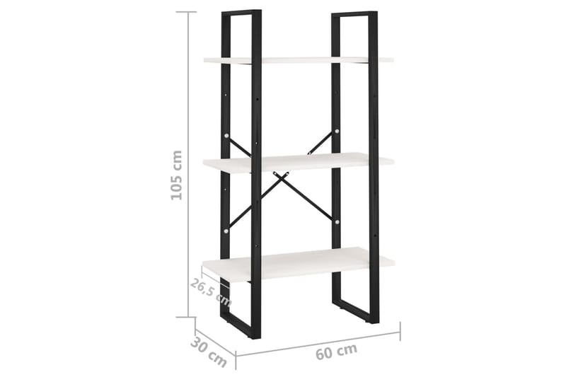 opbevaringsreol 60x30x105 cm massivt fyrretræ hvid - Hvid - Opbevaring - Hylder & Reoler - Bogreol