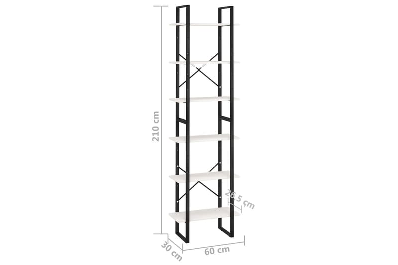 opbevaringsreol 60x30x210 cm massivt fyrretræ hvid - Hvid - Opbevaring - Hylder & Reoler - Bogreol