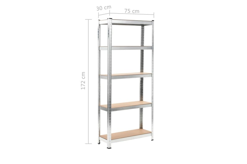 opbevaringsreoler 3 stk. 75x30x172 cm cm stål og MDF sølv - Sølv - Opbevaring - Hylder & Reoler - Bogreol