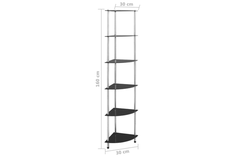 reol med 6 hylder 30x30x160 cm hærdet glas - Sort - Opbevaring - Hylder & Reoler - Bogreol