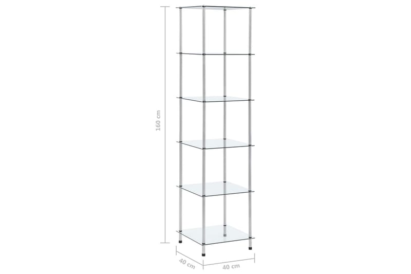 Reol Med 6 Hylder 40x40x160 cm Hærdet Glas Transparent - Opbevaring - Hylder & Reoler - Bogreol