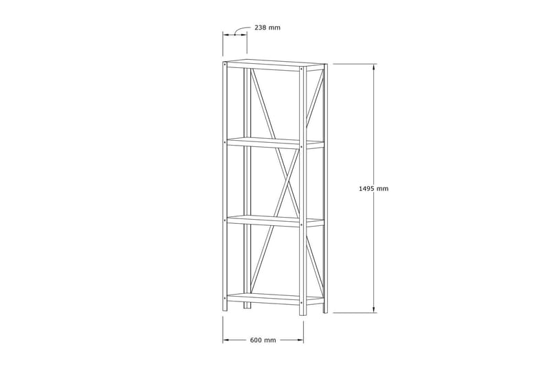 Rinorea Bogreol 60x149,5 cm - Brun - Opbevaring - Hylder & Reoler - Bogreol