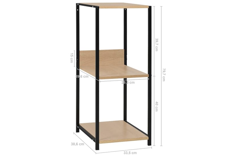 Stående Bogreol 33,5X39,6X79,7 cm Spånplade Sort Og Egetræ - Opbevaring - Hylder & Reoler - Bogreol