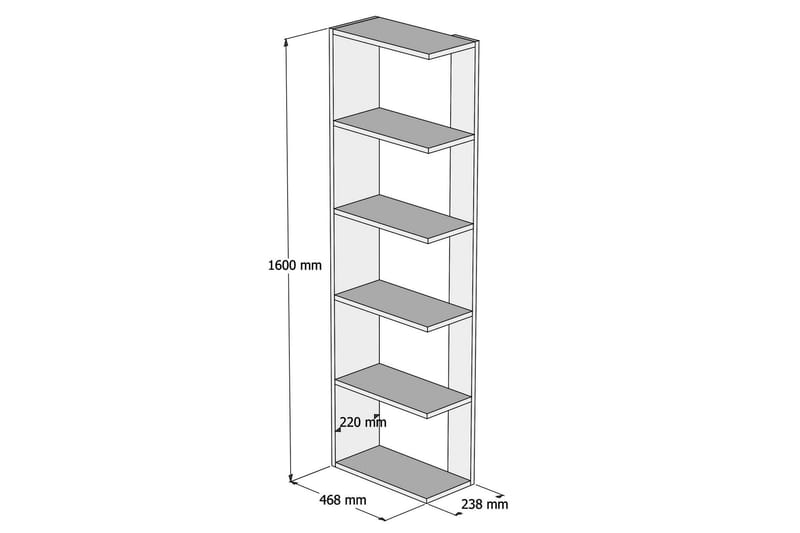 Strausser Bogreol 47 cm - Valnød/Hvid - Opbevaring - Hylder & Reoler - Bogreol