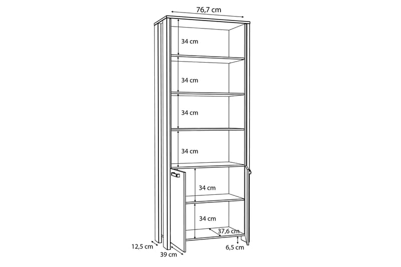 Torelles Bogreol 87x220 cm - Brun/Grå - Opbevaring - Hylder & Reoler - Bogreol