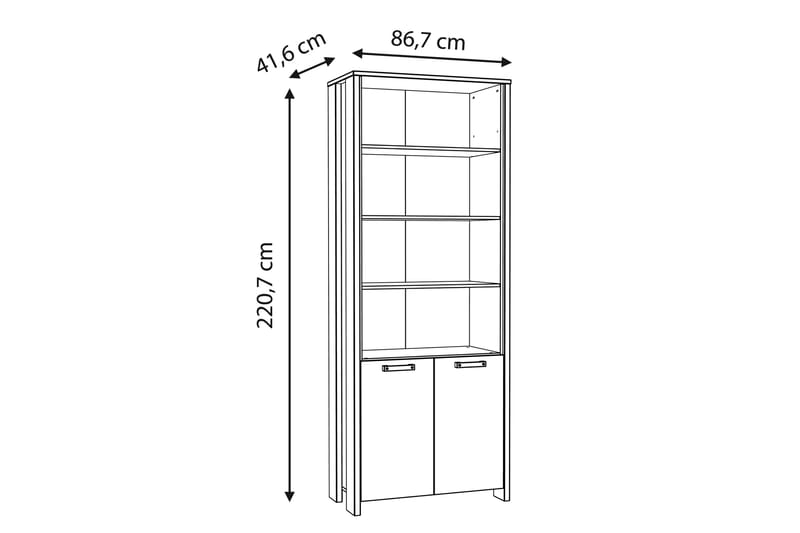 Torelles Bogreol 87x220 cm - Brun/Grå - Opbevaring - Hylder & Reoler - Bogreol