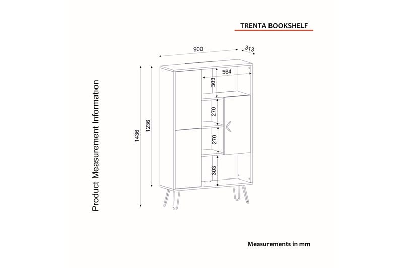 Triglav Reol 90x31 cm 7 Hylder - Natur - Opbevaring - Hylder & Reoler - Bogreol