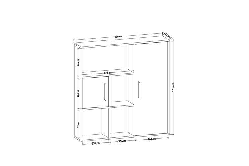 Wixoe Bogreol 120x25 cm - Natur/Antracit - Opbevaring - Hylder & Reoler - Bogreol