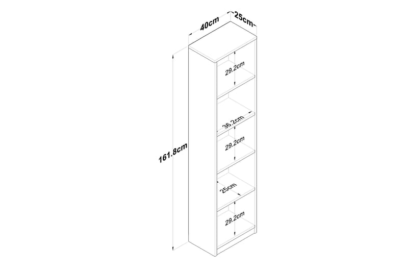 Dystany Reol 40 cm - Hvid/Valnød - Opbevaring - Hylder & Reoler - Bogreol