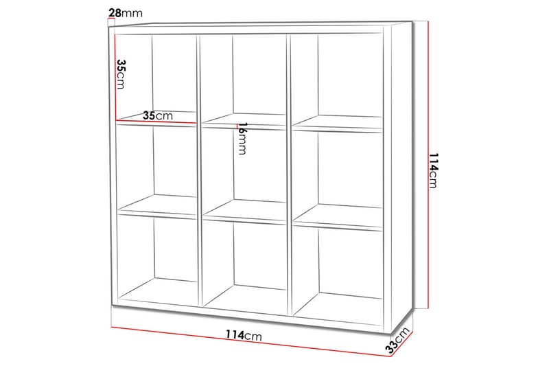 Franzine Bogreol 114 cm - Hvid - Opbevaring - Hylder & Reoler - Bogreol