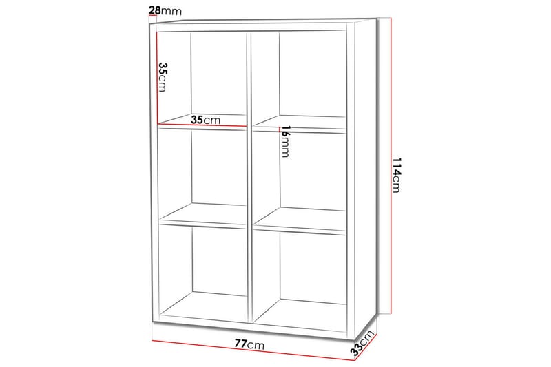 Franzine Bogreol 77 cm - Hvid - Opbevaring - Hylder & Reoler - Bogreol