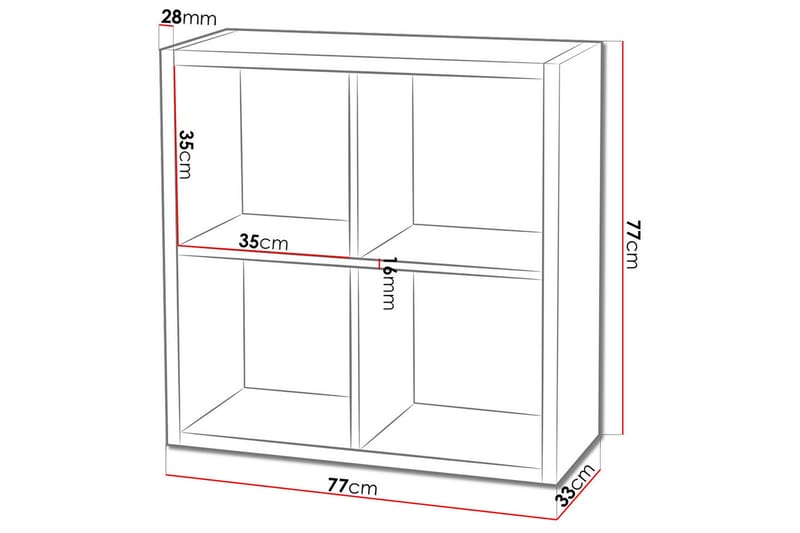 Franzine Bogreol 77 cm - Hvid - Opbevaring - Hylder & Reoler - Bogreol