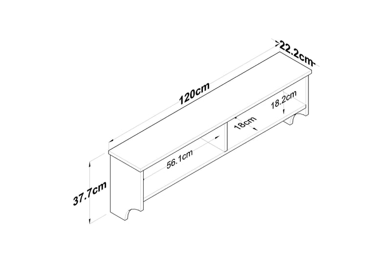 Caraway Hattehylde 120x22,2 cm Hvid/Brun - Hanah Home - Opbevaring - Hylder & Reoler - Hattehylde