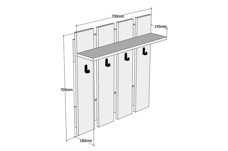 Casaluce Hattehylde 70x18 cm - Hvid - Opbevaring - Hylder & Reoler - Hattehylde