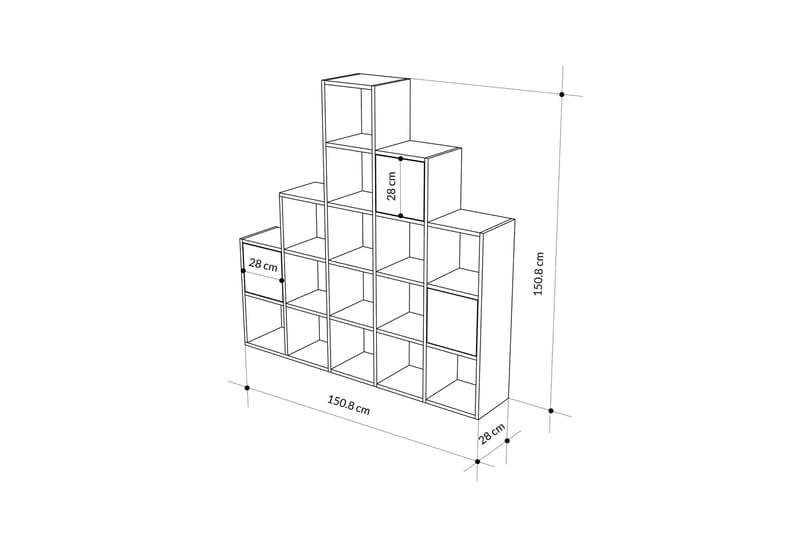 Hideo Reol 150,8 cm - Sort - Opbevaring - Hylder & Reoler - Bogreol