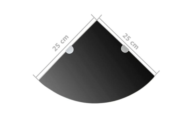 hjørnehylder m. krombeslag 2 stk. 25x25 cm glas sort - Sort - Opbevaring - Hylder & Reoler - Hjørnehylde og hjørnereol