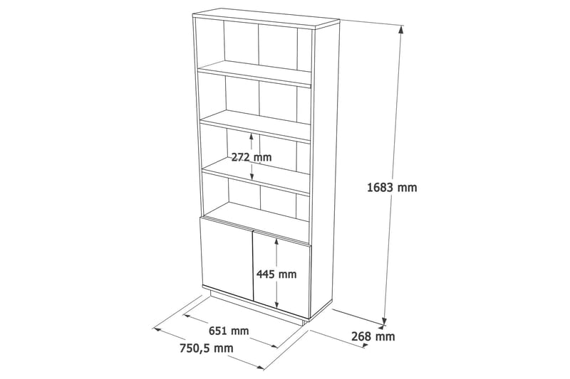 Jaivind Reol 75 cm - Brun/Antracit - Opbevaring - Hylder & Reoler - Bogreol