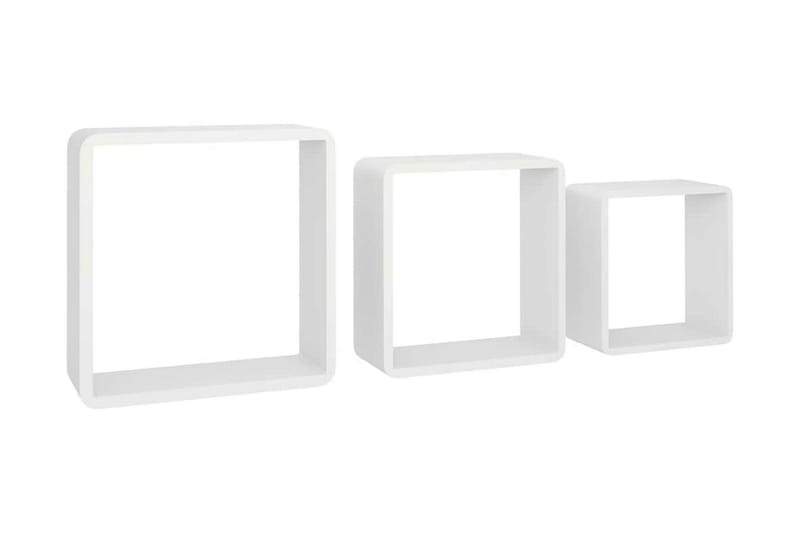 kubeformede væghylder 3 stk. MDF hvid - Hvid - Væghylde & vægreol