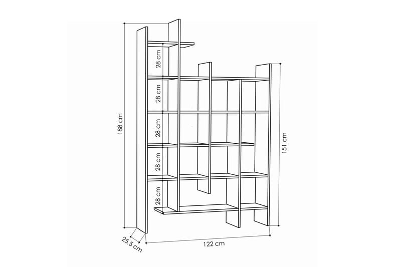 MANCO Reol 122 cm - Brun - Opbevaring - Hylder & Reoler - Bogreol