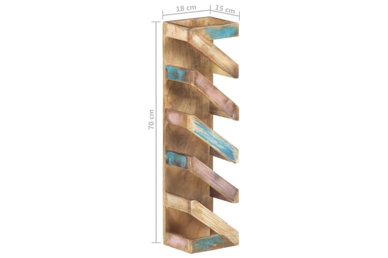 vinreol til 5 flasker massivt genbrugstræ - Flerfarvet - Opbevaring - Hylder & Reoler - Opbevaringshylde - Vinstativ & vinhylde