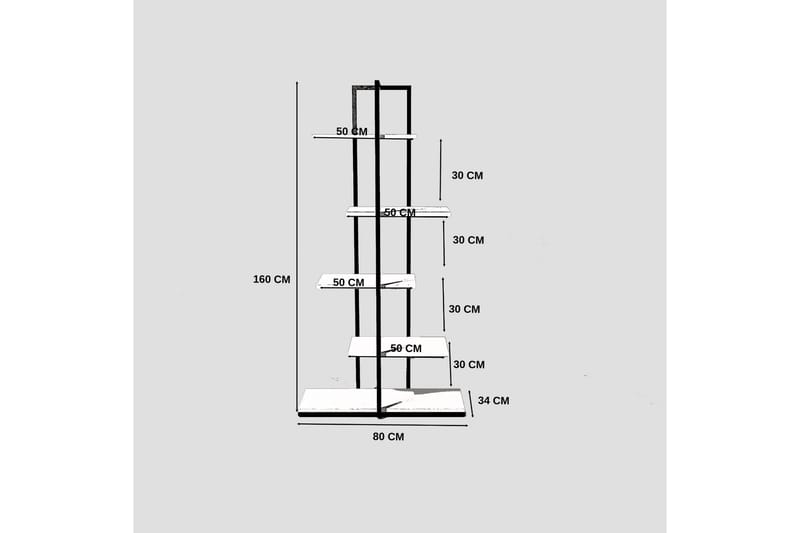 Rusgar Stigereol 160 cm - Eg/Sort - Opbevaring - Hylder & Reoler - Stigereol