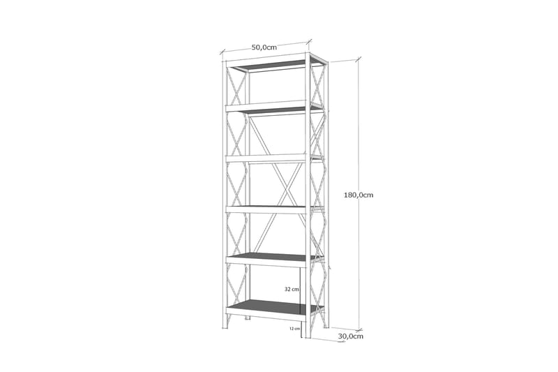 Suadiye Reol 50 cm - Antracit/Sort - Opbevaring - Hylder & Reoler - Bogreol