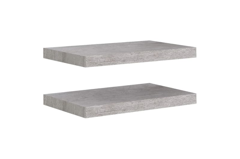 svævehylder 2 stk. 50x23,5x3,8 cm MDF betongrå - Grå - Opbevaring - Hylder & Reoler - Væghylde & vægreol