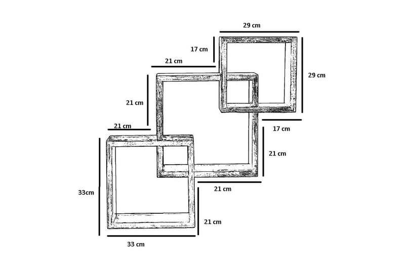Andifli Væghylde 71x71 cm - Brun - Opbevaring - Hylder & Reoler - Væghylde & vægreol