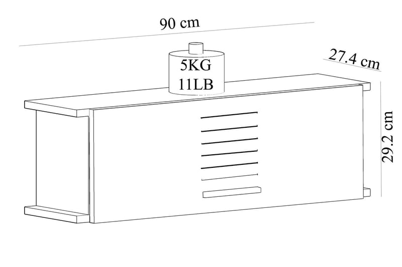 Desgrar Væghylde 90x29,2 cm - Blå - Opbevaring - Hylder & Reoler - Væghylde & vægreol