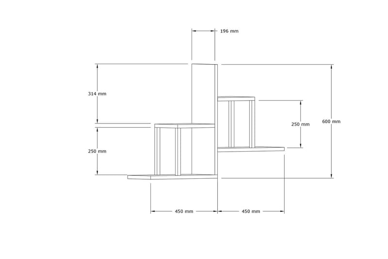 Diannare Vægreol 20x60 cm 4 stk - Antracit - Opbevaring - Hylder & Reoler - Væghylde & vægreol