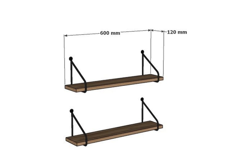 Gattera Væghylde 60x12 cm 2 Hylder - Opbevaring - Hylder & Reoler - Væghylde & vægreol