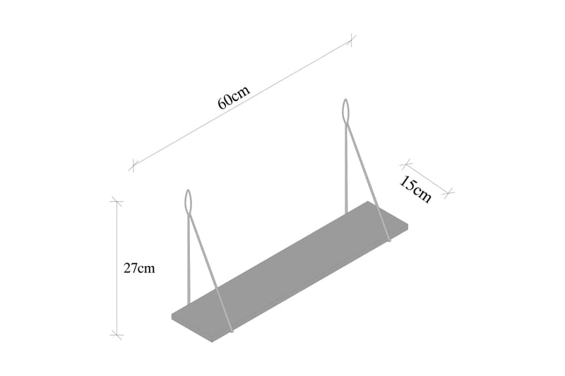 Gokse Hylde 15x60 cm - Sort / valnød - Opbevaring - Hylder & Reoler - Væghylde & vægreol