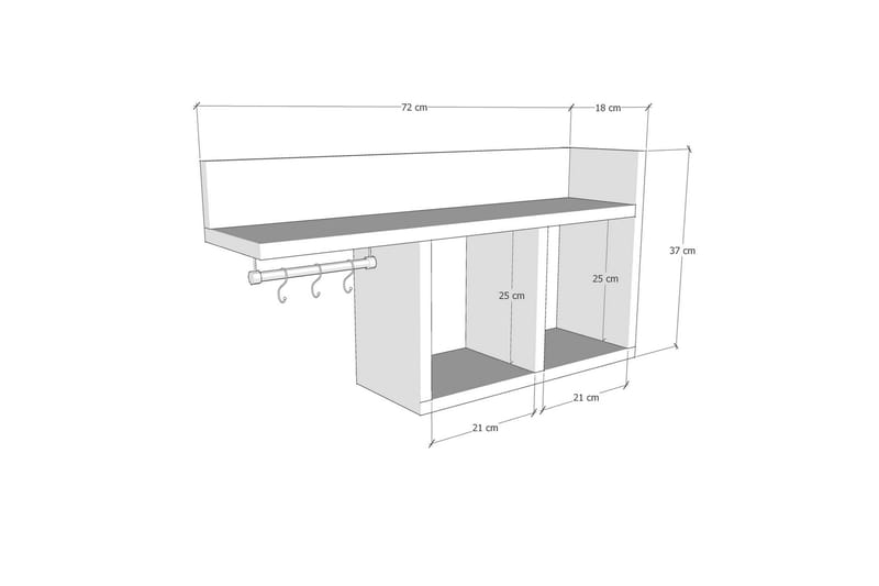 Jandela Hylde 72x18 cm - Hvid - Opbevaring - Hylder & Reoler - Væghylde & vægreol