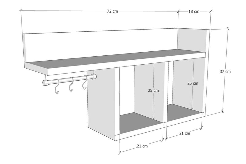 Jandela Vægreol 72x18 cm - Gul - Opbevaring - Hylder & Reoler - Væghylde & vægreol