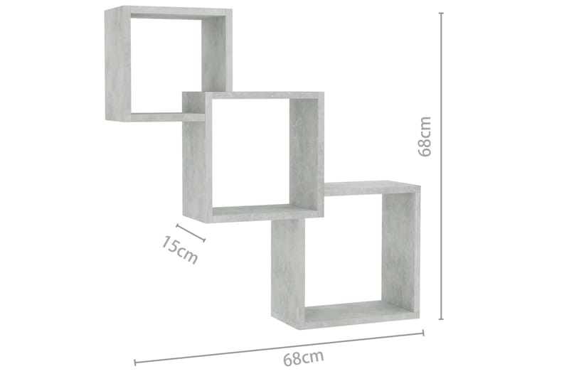 kubeformede væghylder 84,5 x 15 x 27 cm spånplade betongrå - Opbevaring - Hylder & Reoler - Væghylde & vægreol