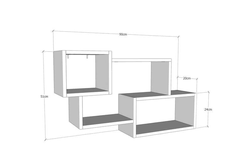 Myrvallen Væghylde 90 cm - Brun / hvid - Opbevaring - Hylder & Reoler - Væghylde & vægreol