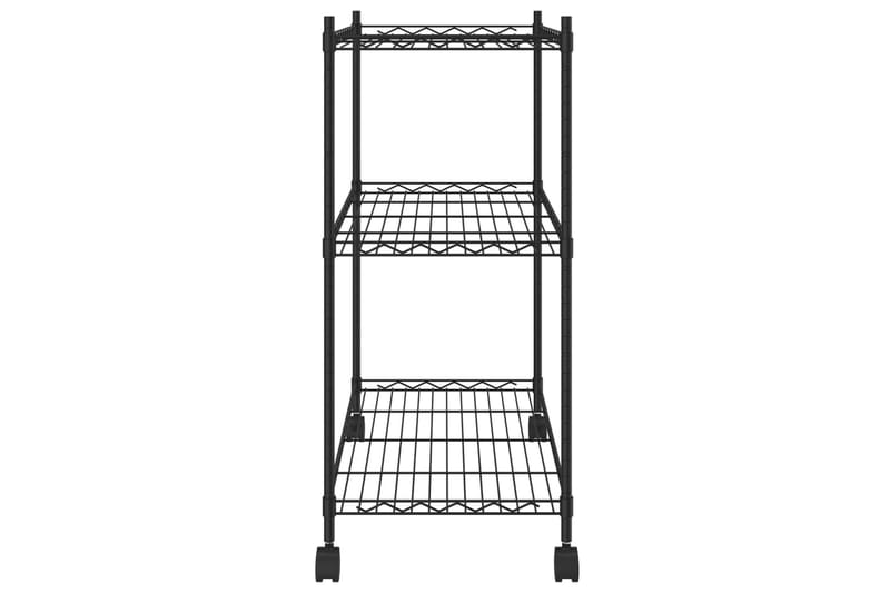 Opbevaringsstativ med 3 hylder & hjul 60x35x81cm 150 kg sort - Sort - Opbevaring - Hylder & Reoler - Væghylde & vægreol