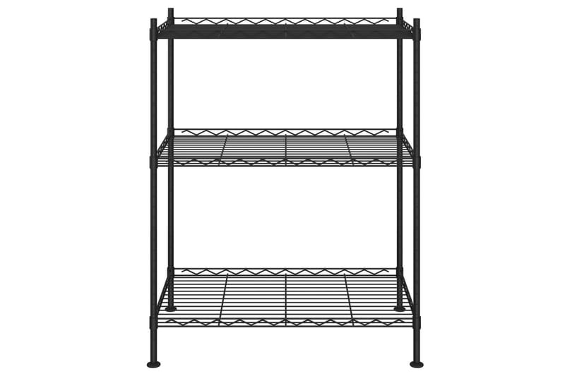 Opbevaringsstativ med 3 hylder 60x35x76 cm 150 kg sort - Sort - Opbevaring - Hylder & Reoler - Væghylde & vægreol