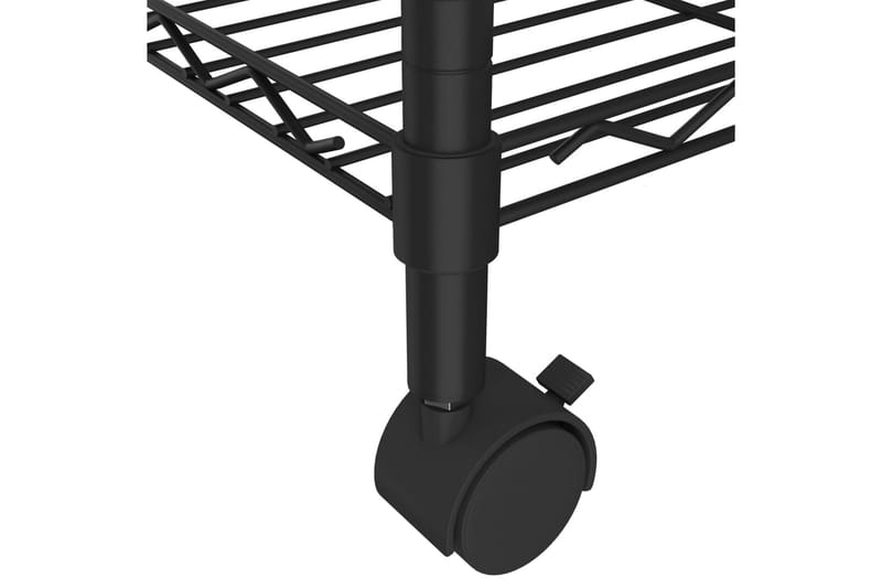 Opbevaringsstativ med 4 hylder & hjul 90x35x142cm 200kg sort - Sort - Opbevaring - Hylder & Reoler - Væghylde & vægreol