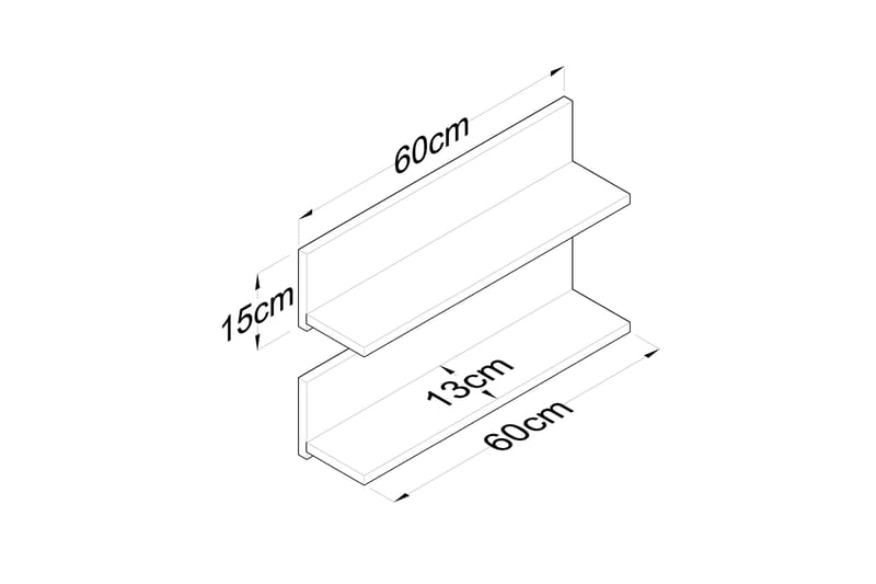 Ramulu Væghylde 60 cm - Valnød finér/Hvid - Opbevaring - Hylder & Reoler - Væghylde & vægreol