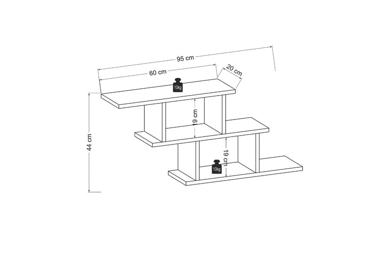 Rinorea Væghylde 95x44 cm - Brun - Opbevaring - Hylder & Reoler - Væghylde & vægreol