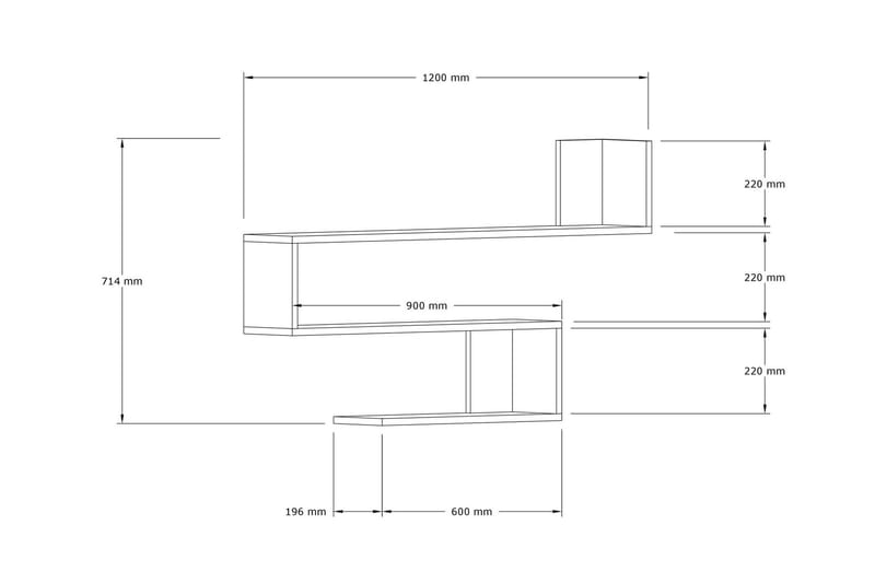 Rollingford Hylde 20x120 cm 3 stk - Antracit - Opbevaring - Hylder & Reoler - Væghylde & vægreol